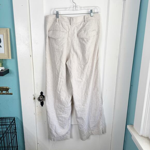 Banana Republic Factory Linen Blend Wide Leg Pleated Trouser Pant Flax Size 12 - Picture 9 of 14